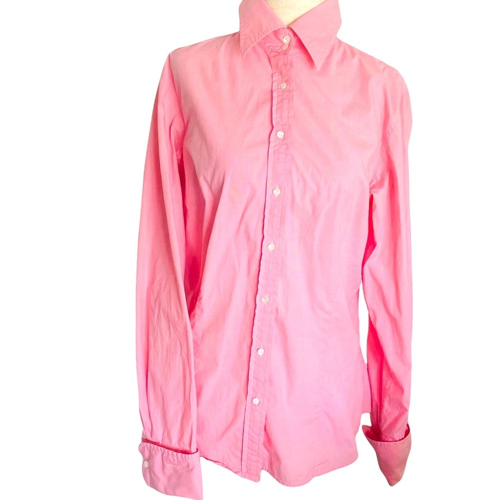Gap Womens Stretch Shirt Pink Long Sleeve Button Down Size 10 Shirt Top Career
